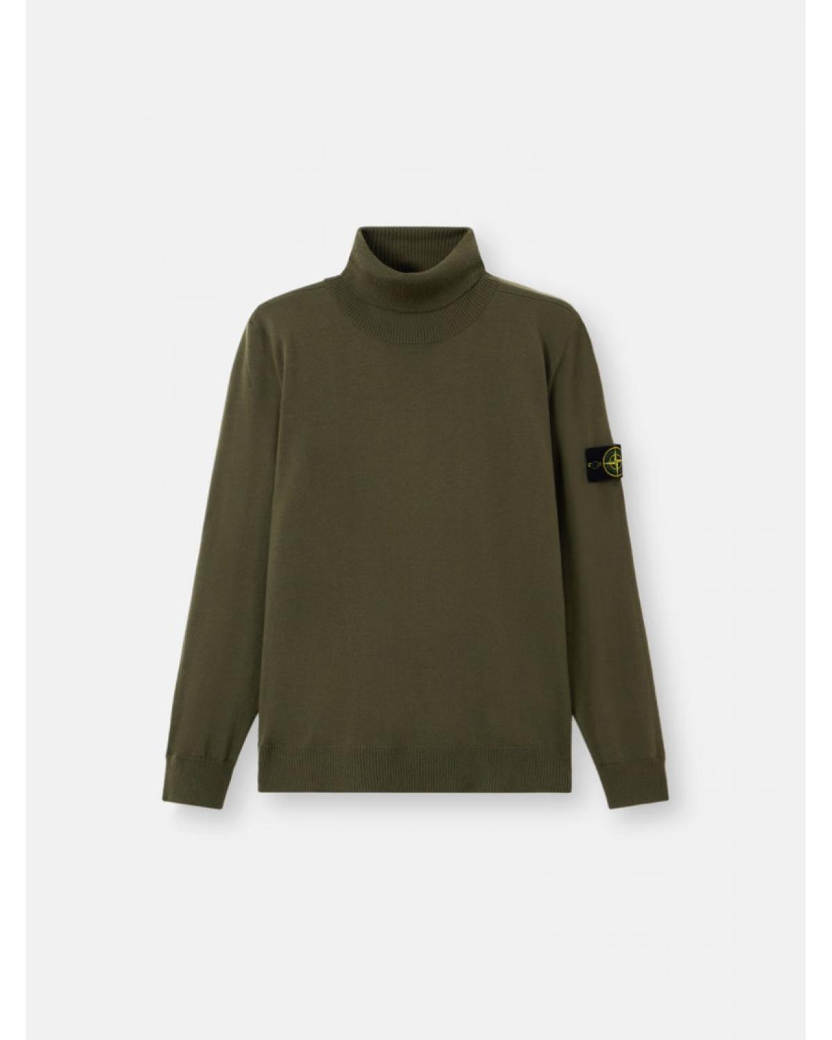 PULL COL ROULÉ STONE ISLAND  5100025  S00C4 0054 VERT MILITAIRE