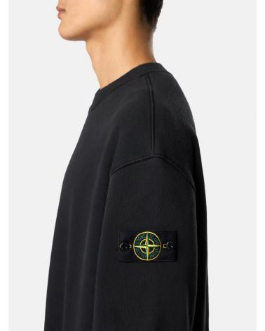SWEAT STONE ISLAND 6100021 0029 NOIR HEAVY FLEECE 53% ORGANIC COTTON 