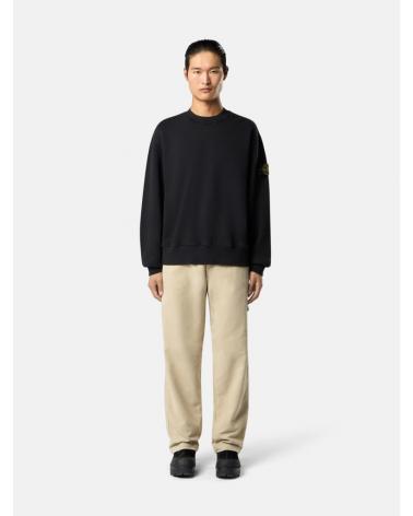 SWEAT STONE ISLAND 6100021 0029 NOIR HEAVY FLEECE 53% ORGANIC COTTON 