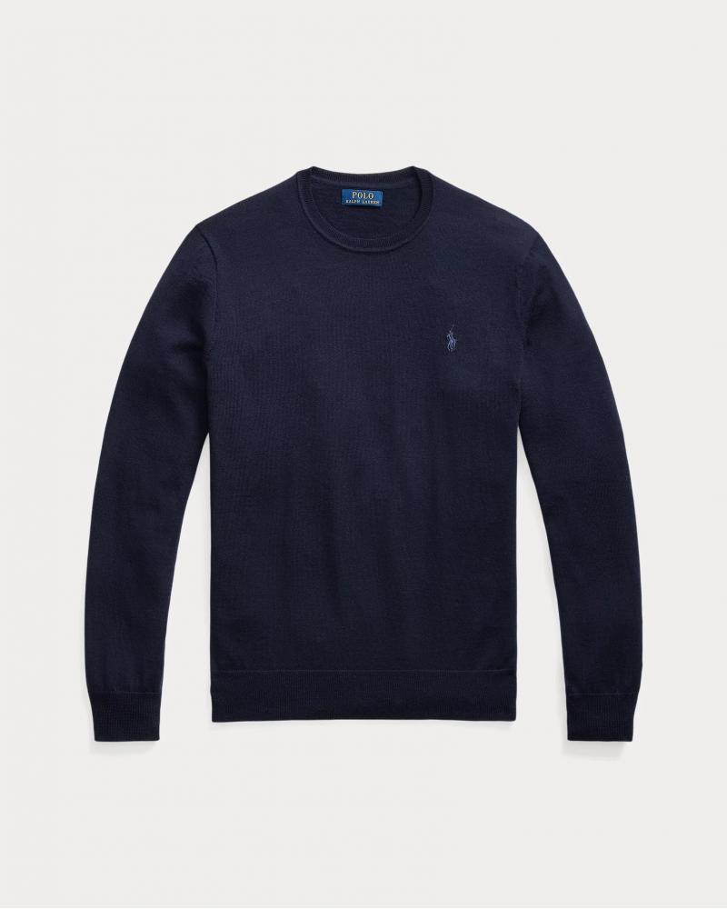 PULL COLROND RALPH LAUREN  MARINE100% LAINE  