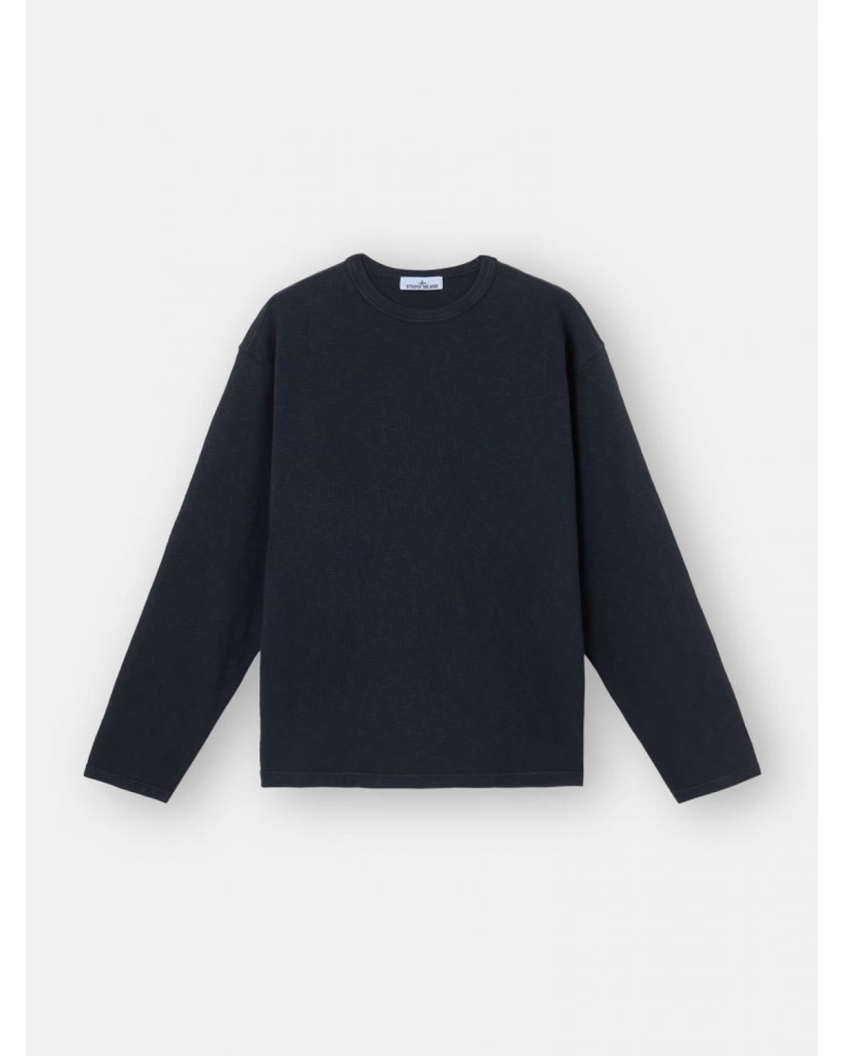  TEE SHIRT manches longues lVANISÉ COTTON JERSEY ‘OLD’ EFFECTSTONE ISLAND 2100017  0020 MARINE