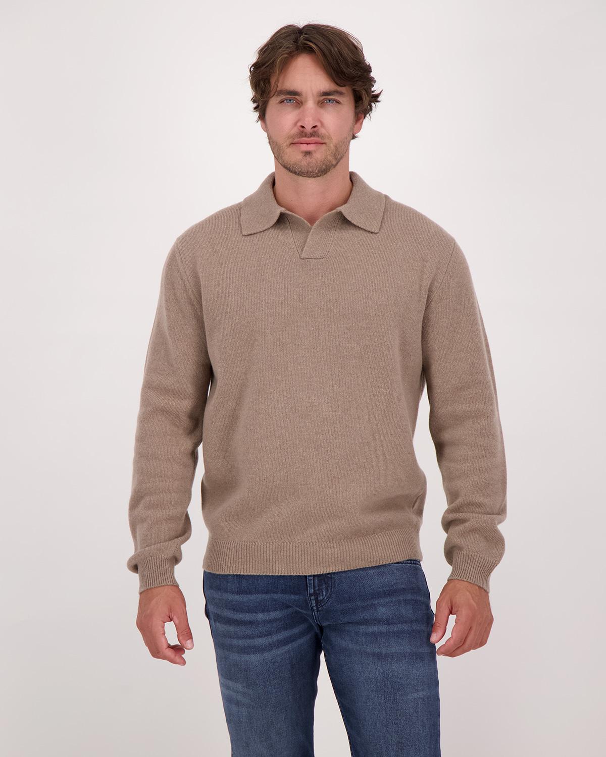 PULL D FIESOLI 0073  POLO COL OUVERT CAMEL BLEND CASHMERE