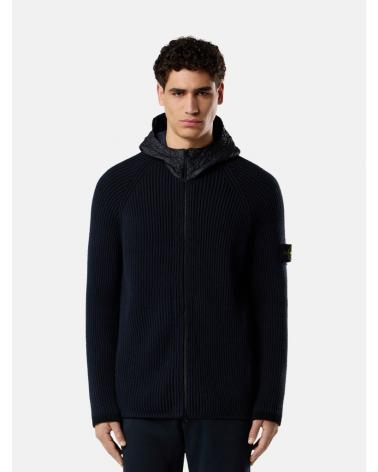 CARDIGAN STONE ISLAND MIXED FABRIC VANISÉ 510032 0026 MARINE