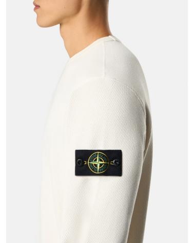 SWEAT  61000 11 0093  MESH STITCH ORGANIC COTTON FLEECE IVOIRE