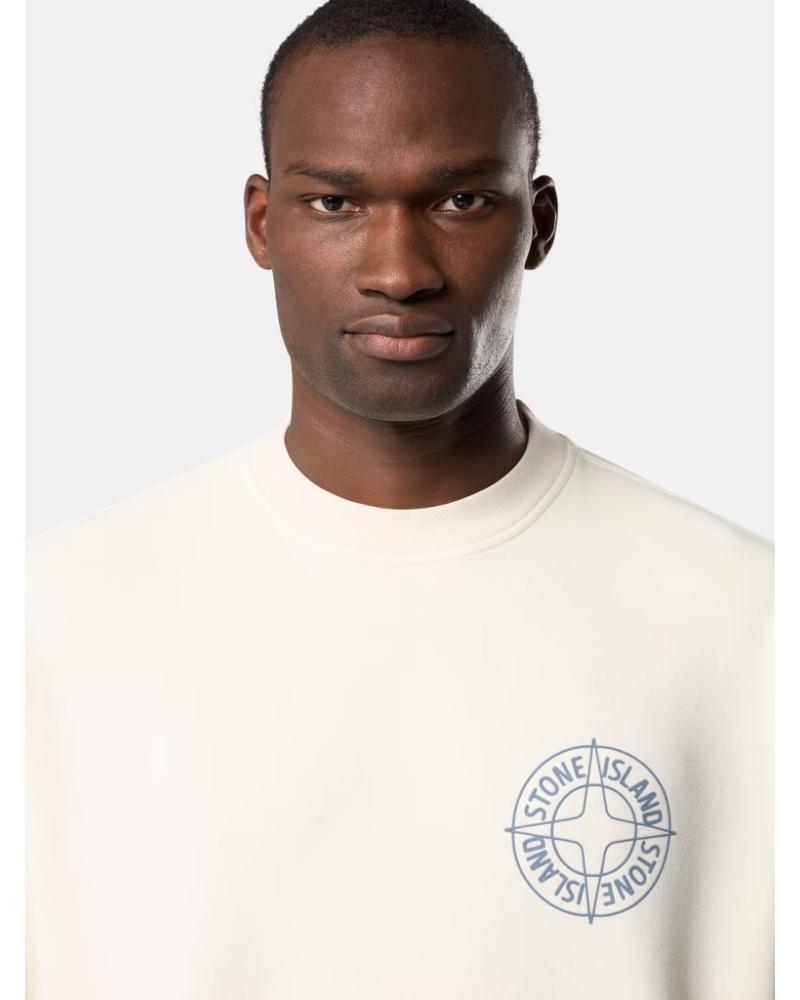 SWEAT STONE ISLAND  61000-01 0093 IMPRIME Outline Compass »IVOIRE