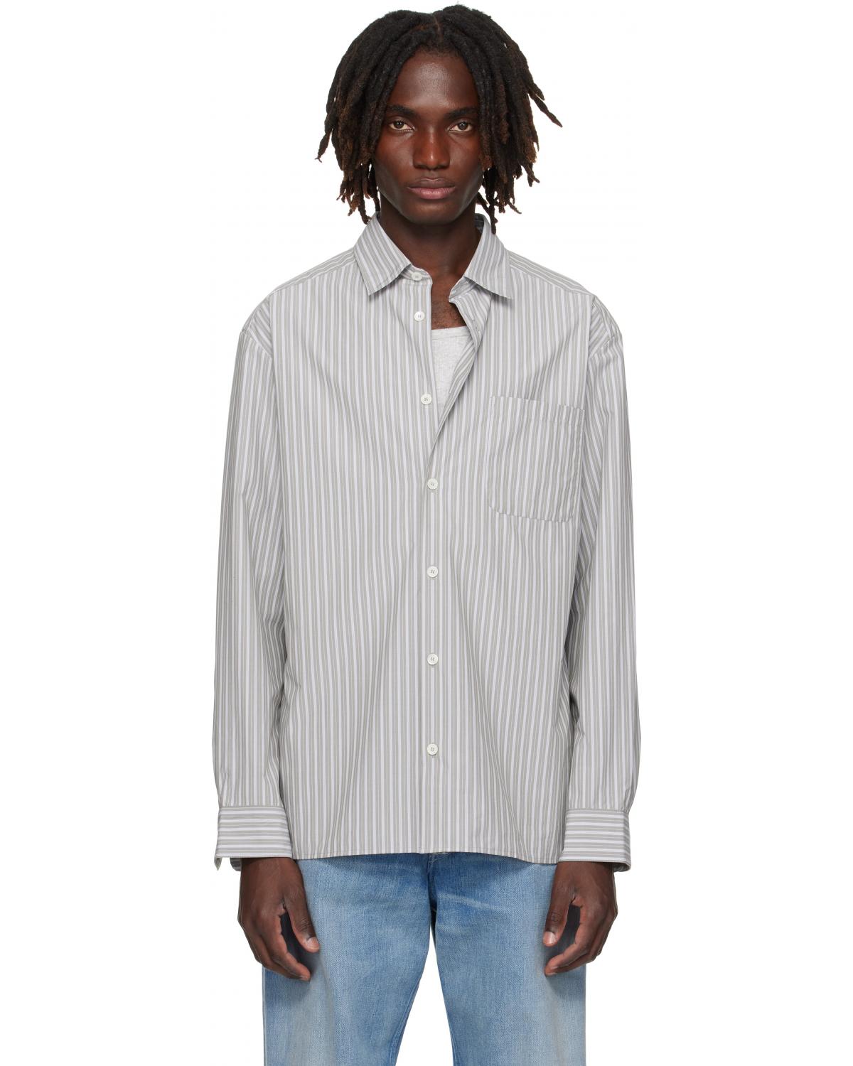  CHEMISE A.P.C. MALO RAYURES GRISES GRIS CLAIR