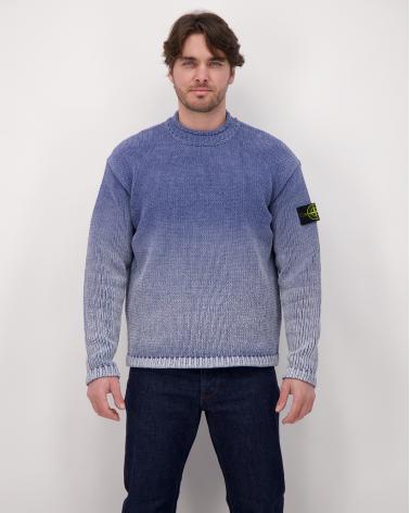 MAILLE STONE ISLAND COTTON CHENILLE DEGRADÉ PRINT-BLEU