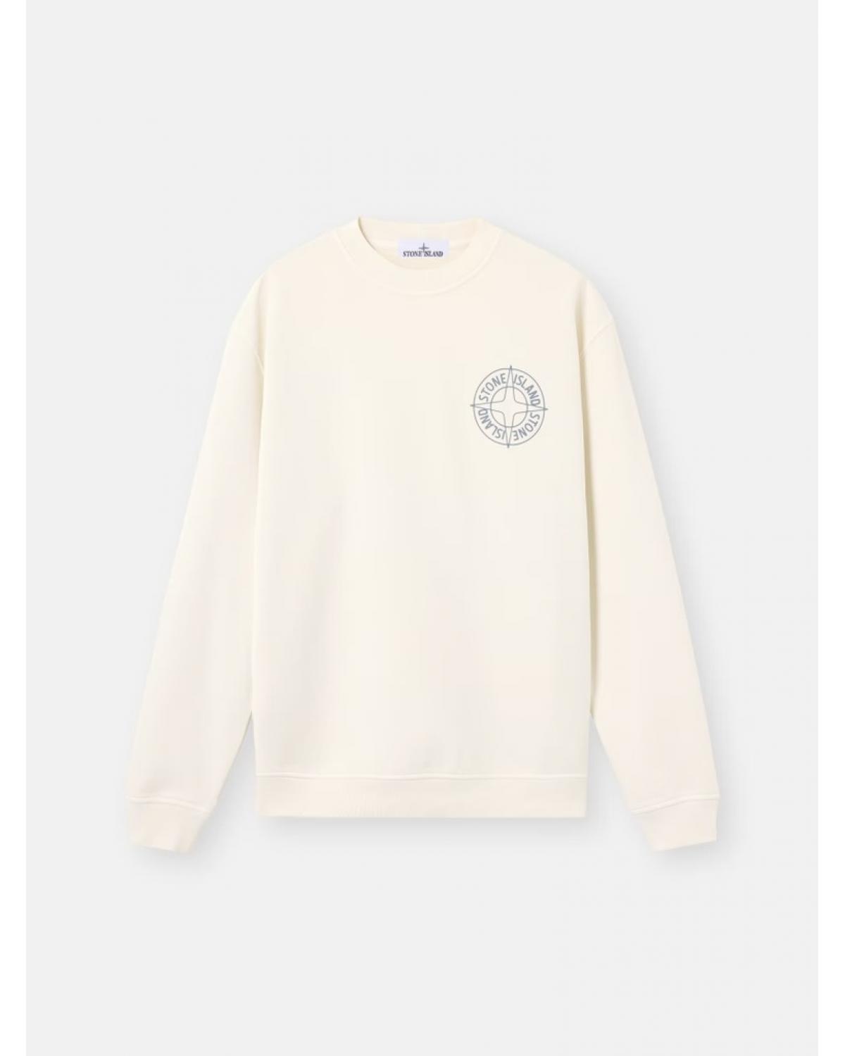 SWEAT STONE ISLAND  61000-01 0093 IMPRIME Outline Compass IVOIRE