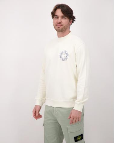 SWEAT STONE ISLAND  61000-01 0093 IMPRIME Outline Compass IVOIRE