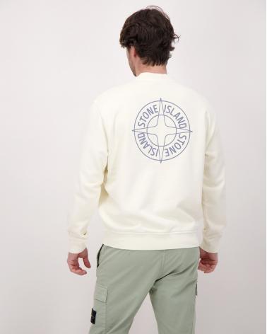 SWEAT STONE ISLAND  61000-01 0093 IMPRIME Outline Compass IVOIRE