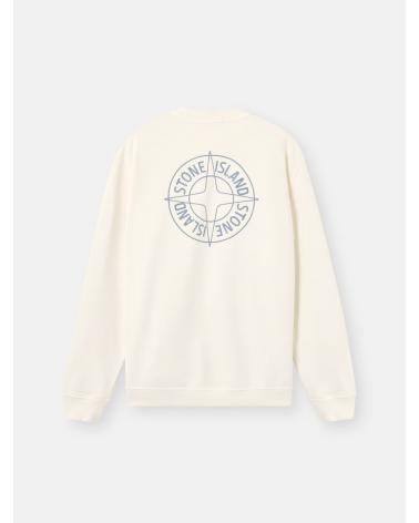 SWEAT STONE ISLAND  61000-01 0093 IMPRIME Outline Compass IVOIRE