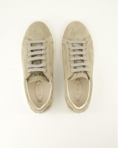 SNEAKERS EN CUIR VELOURS BEIGE