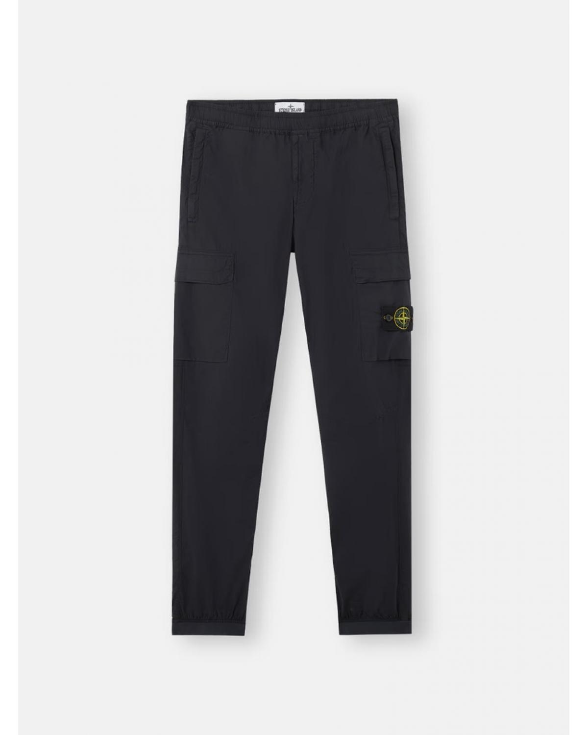 PANTALON STONE ISLAND31000310029 NOIR STRETCH COTTON TELA 'PARACADUTE' NOIR