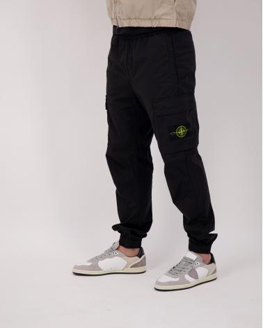 PANTALON STONE ISLAND31000310029 NOIR STRETCH COTTON TELA 'PARACADUTE' NOIR