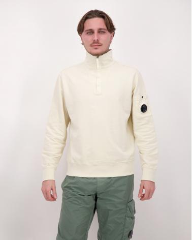 SWEAT CP.COMPANY POLO COLLAR ZIP LIGHT SS22  114 IVOIRE