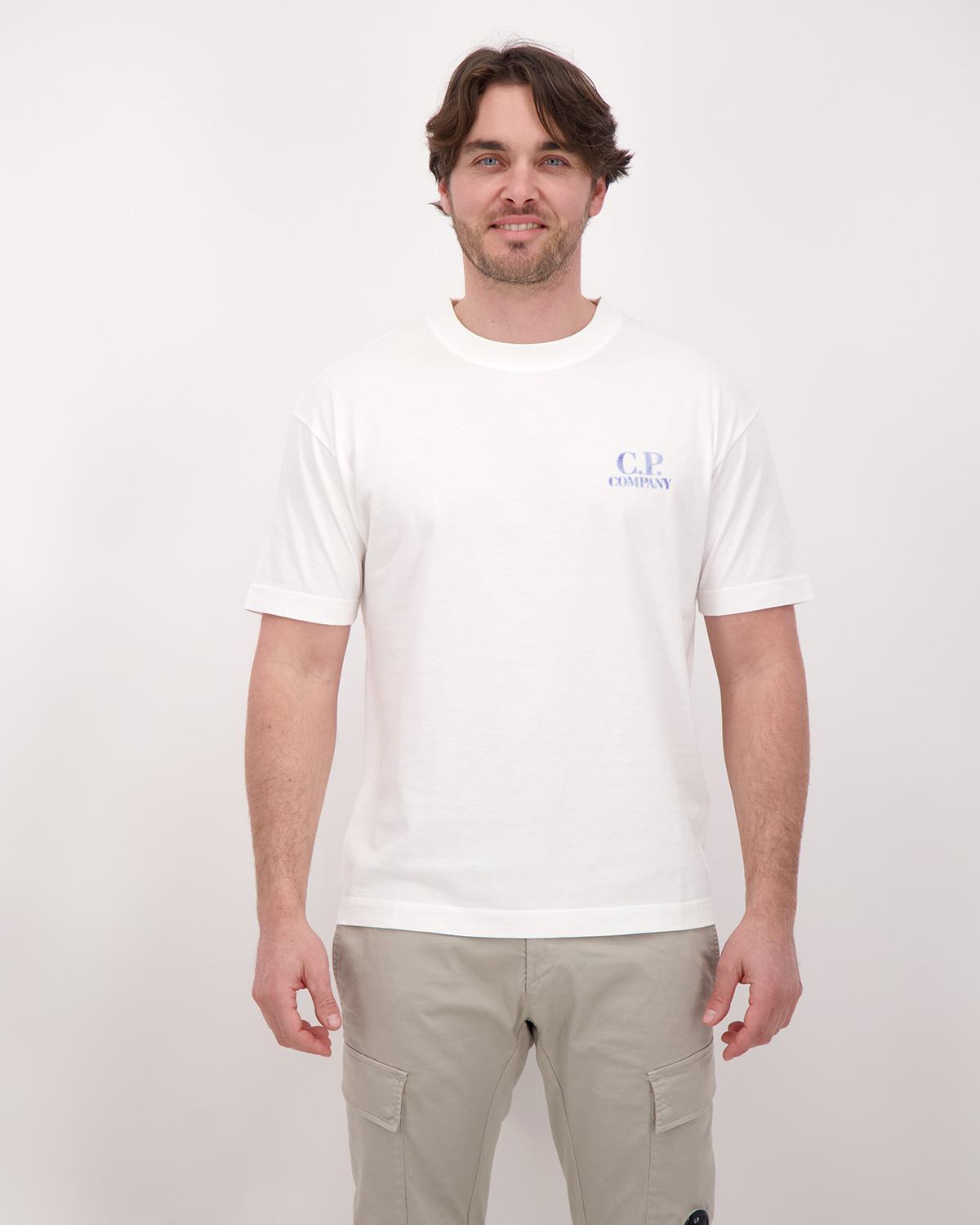 TEE SHIRT CP COMPANY CONFORT LOGO  TS143A 103 BLANC