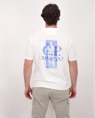 TEE SHIRT CP COMPANY CONFORT LOGO  TS143A 103 BLANC