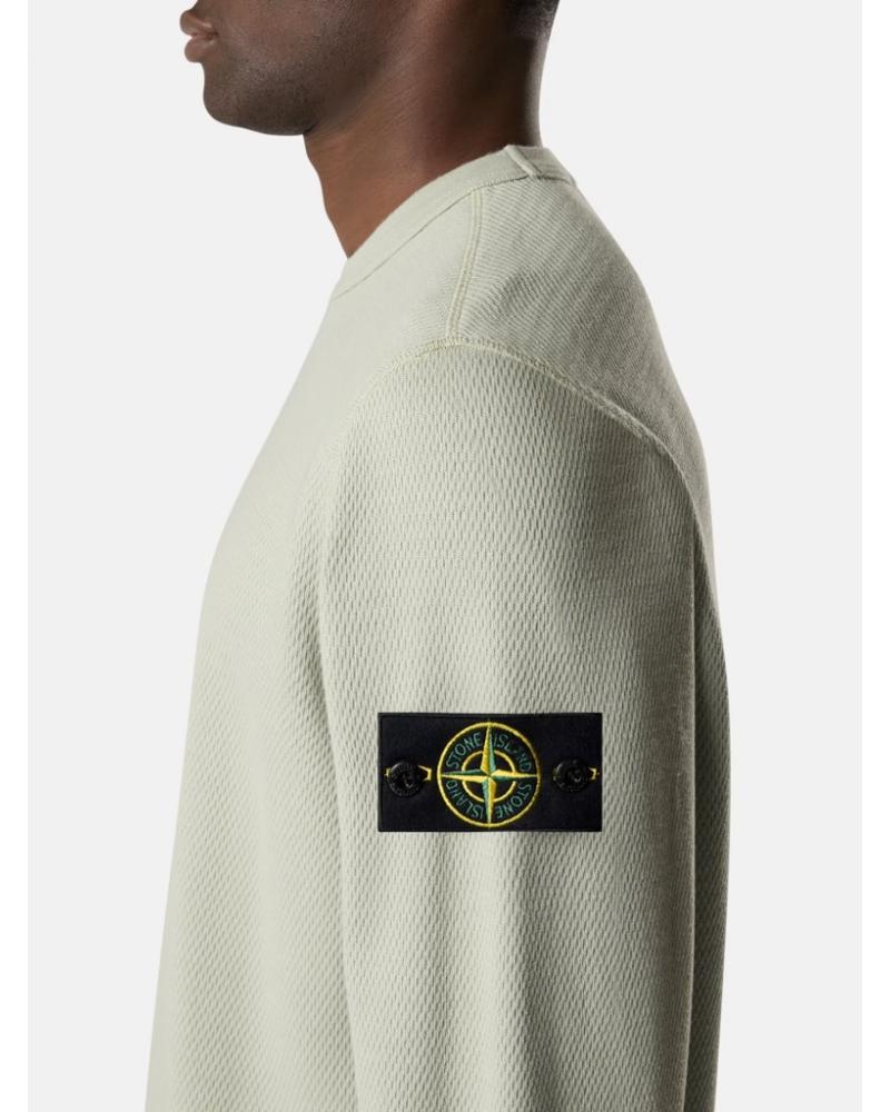 SWEAT  61000 11 0055 MESH STITCH ORGANIC COTTON FLEECE SAGE VERT