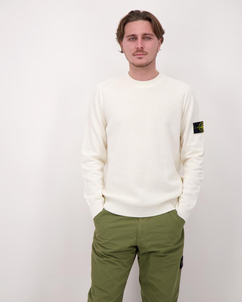 MAILLE COL ROND STONE ISLAND 5100029 S00B5 0093  IVOIRE