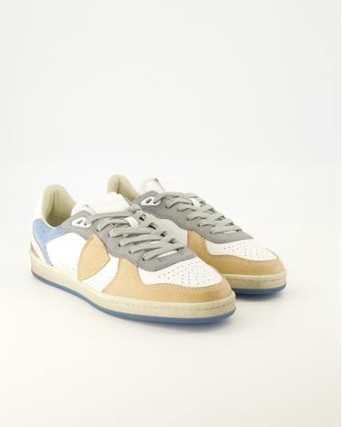 BASKET PHILIPPE MODEL VP03 TEXTILE/CUIR/BLANC DENIM