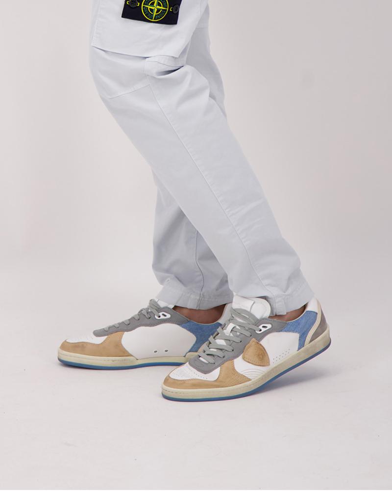 BASKET PHILIPPE MODEL VP03 TEXTILE/CUIR/BLANC DENIM