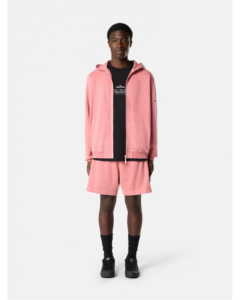 BERMUDA STONE ISLAND 6200014 018G  MALFILÉ FLEECE 'OLD' EFFECT OLEANDER ROSE