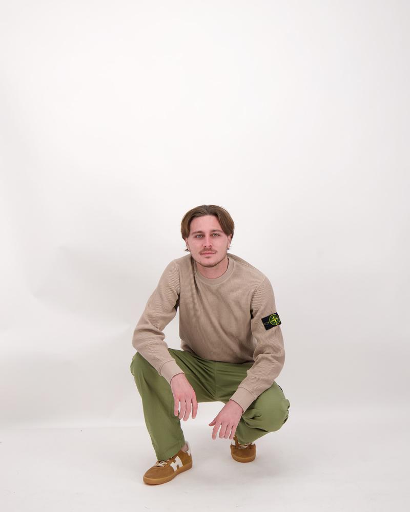 SWEAT 6100056 0009A ORGANIC COTTON WAFFLE FLEECE DESERT BEIGE