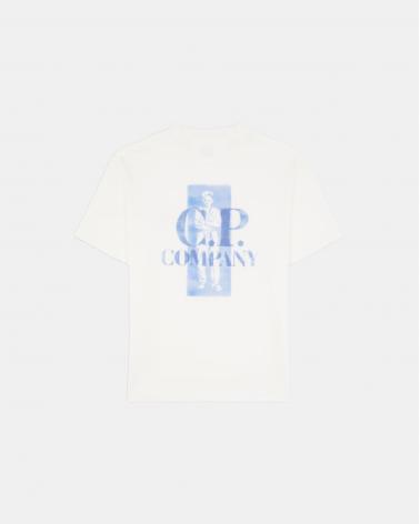 TEE SHIRT CP COMPANY CONFORT LOGO  TS143A 103 BLANC
