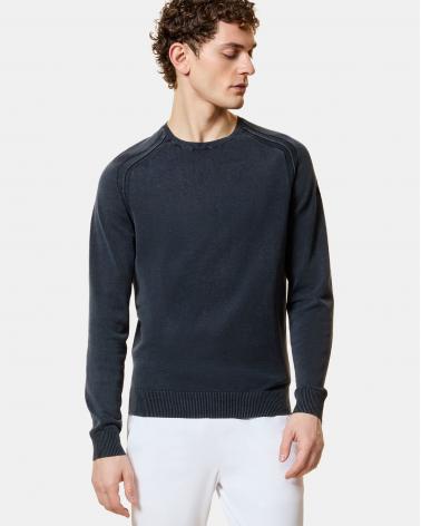 PULL COL ROND RRD TECHNO WASH BLUE BLACK ANTRACITE
