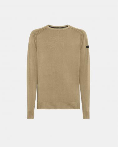 PULL COL ROND RRD TECHNO WASH WHITE SAND BEIGE