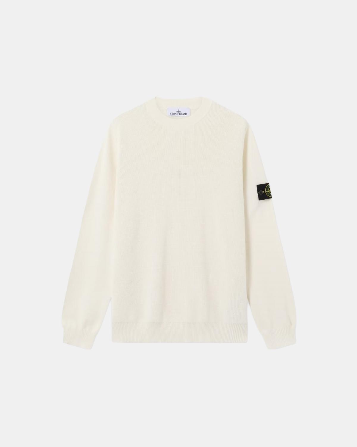 MAILLE COL ROND STONE ISLAND 5100029 S00B5 0093  IVOIRE