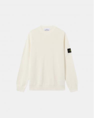 MAILLE COL ROND STONE ISLAND 5100029 S00B5 0093  IVOIRE