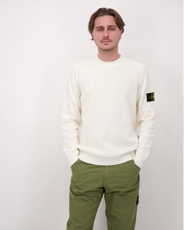 MAILLE COL ROND STONE ISLAND 5100029 S00B5 0093  IVOIRE