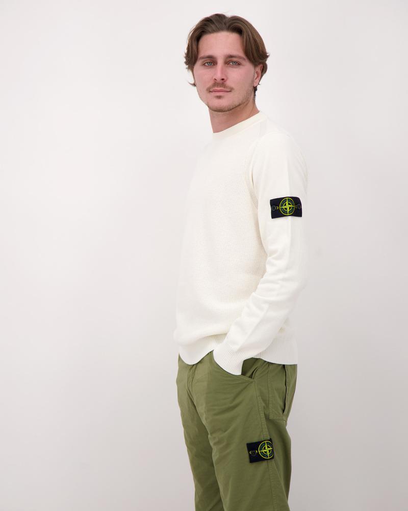 MAILLE COL ROND STONE ISLAND 5100029 S00B5 0093  IVOIRE