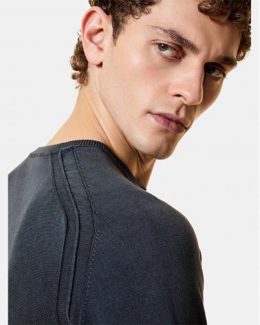 PULL COL ROND RRD TECHNO WASH BLUE BLACK ANTRACITE 