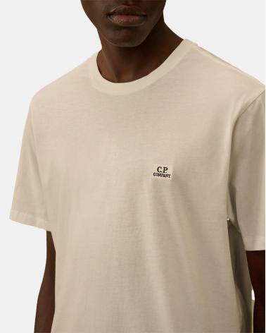 TEE SHIRT CP.COMPANY 726A  103 LOGO PATCH BLANC
