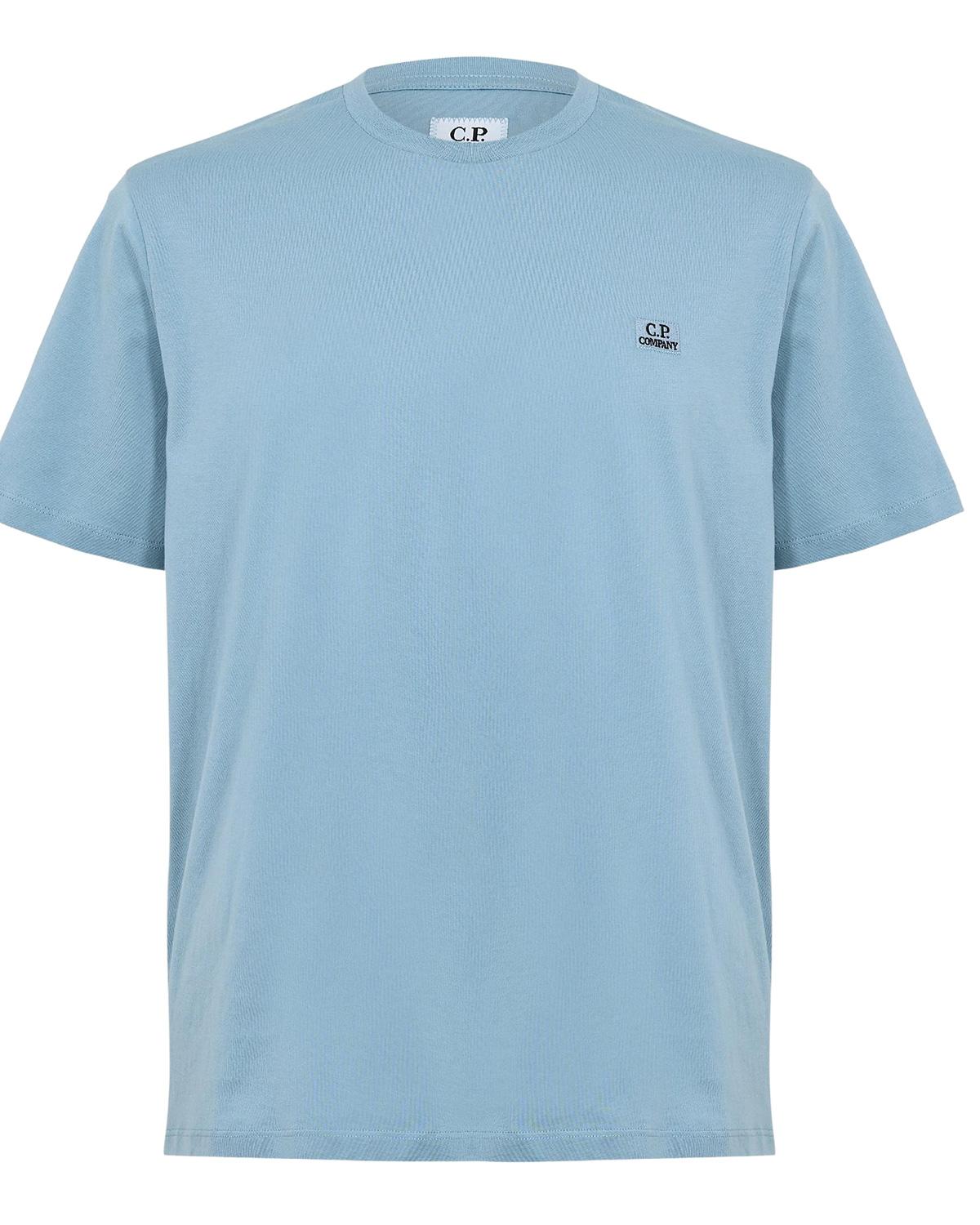 TEE SHIRT CP.COMPANY 726A  809 LOGO PATCH BLEU SILVER BLU