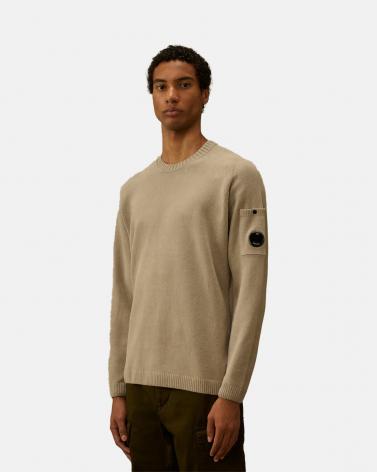 MAILLE COL ROND  COTON CHENILLE CP.COMPANY MKN117 809 GRIS CLAIR