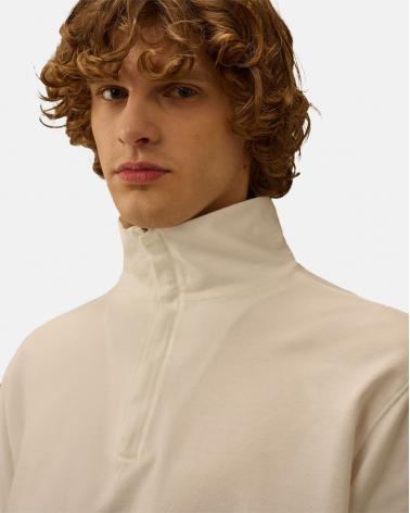 SWEAT CP.COMPANY POLO COLLAR ZIP LIGHT SS22  114 IVOIRE