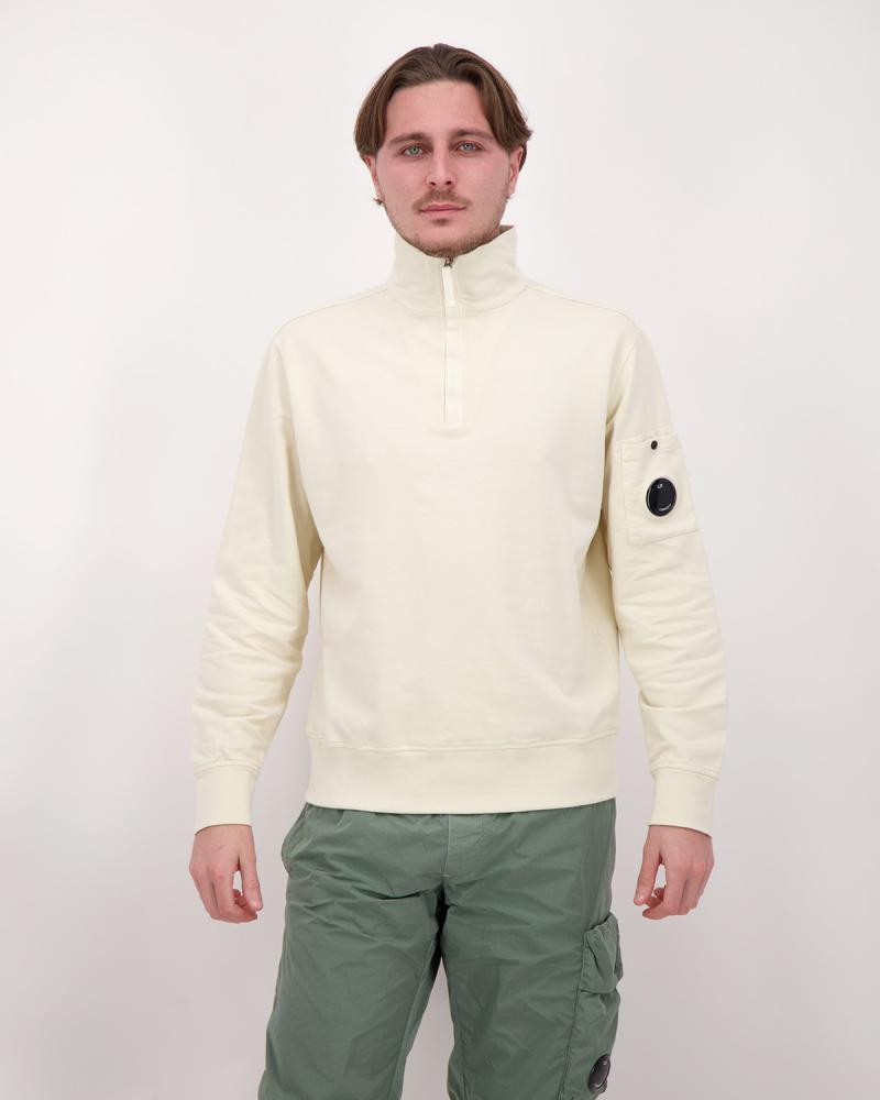 SWEAT CP.COMPANY POLO COLLAR ZIP LIGHT SS22  114 IVOIRE