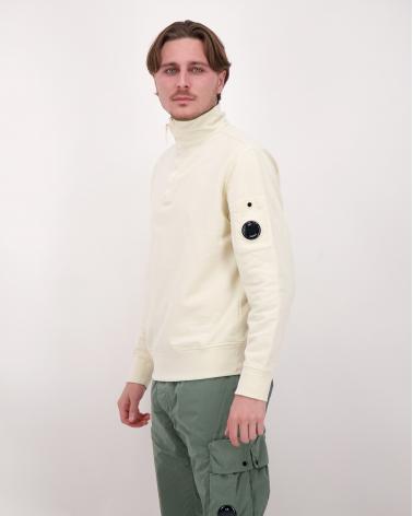 SWEAT CP.COMPANY POLO COLLAR ZIP LIGHT SS22  114 IVOIRE