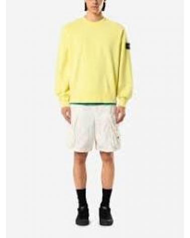 SWEAT STONE ISLAND 6100060 003C PASTEL YELLOW ORGANIC COTTON FLEECE  610051 BLANC (1)