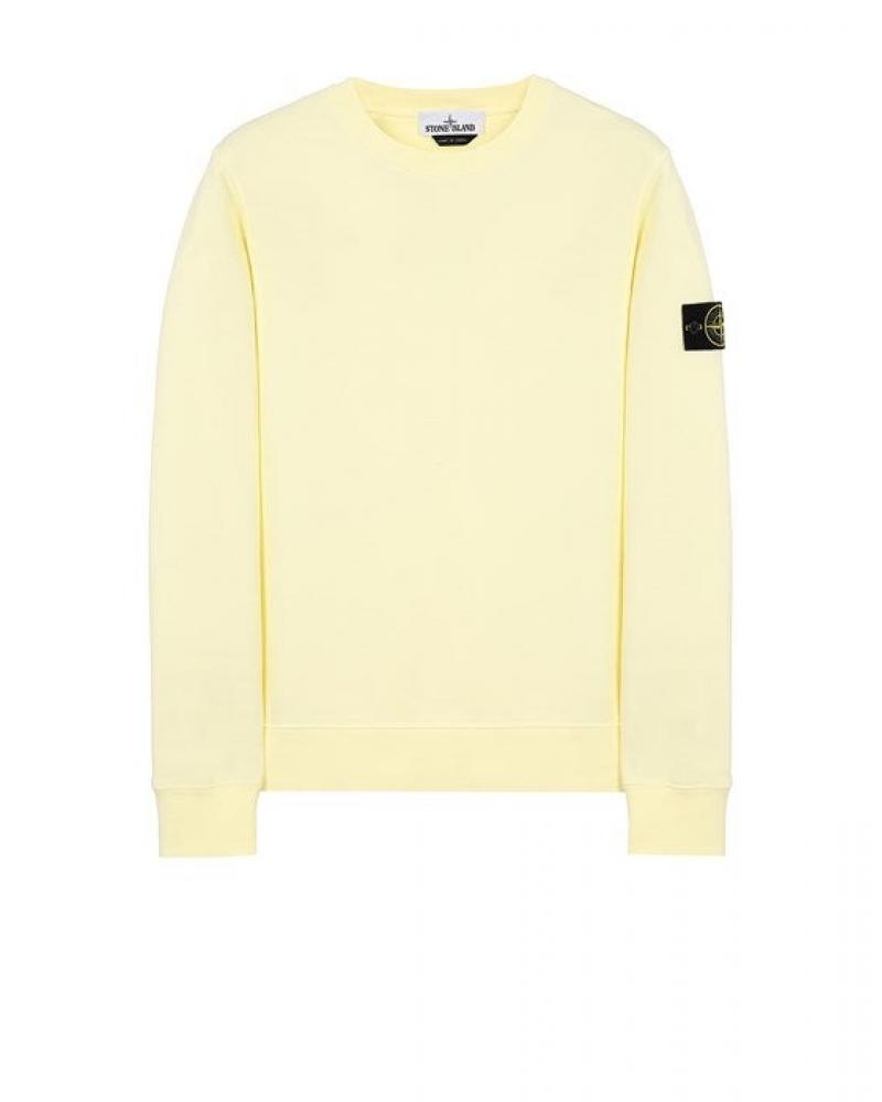 SWEAT STONE ISLAND 6100060 003C PASTEL YELLOW ORGANIC COTTON FLEECE  610051 BLANC 
