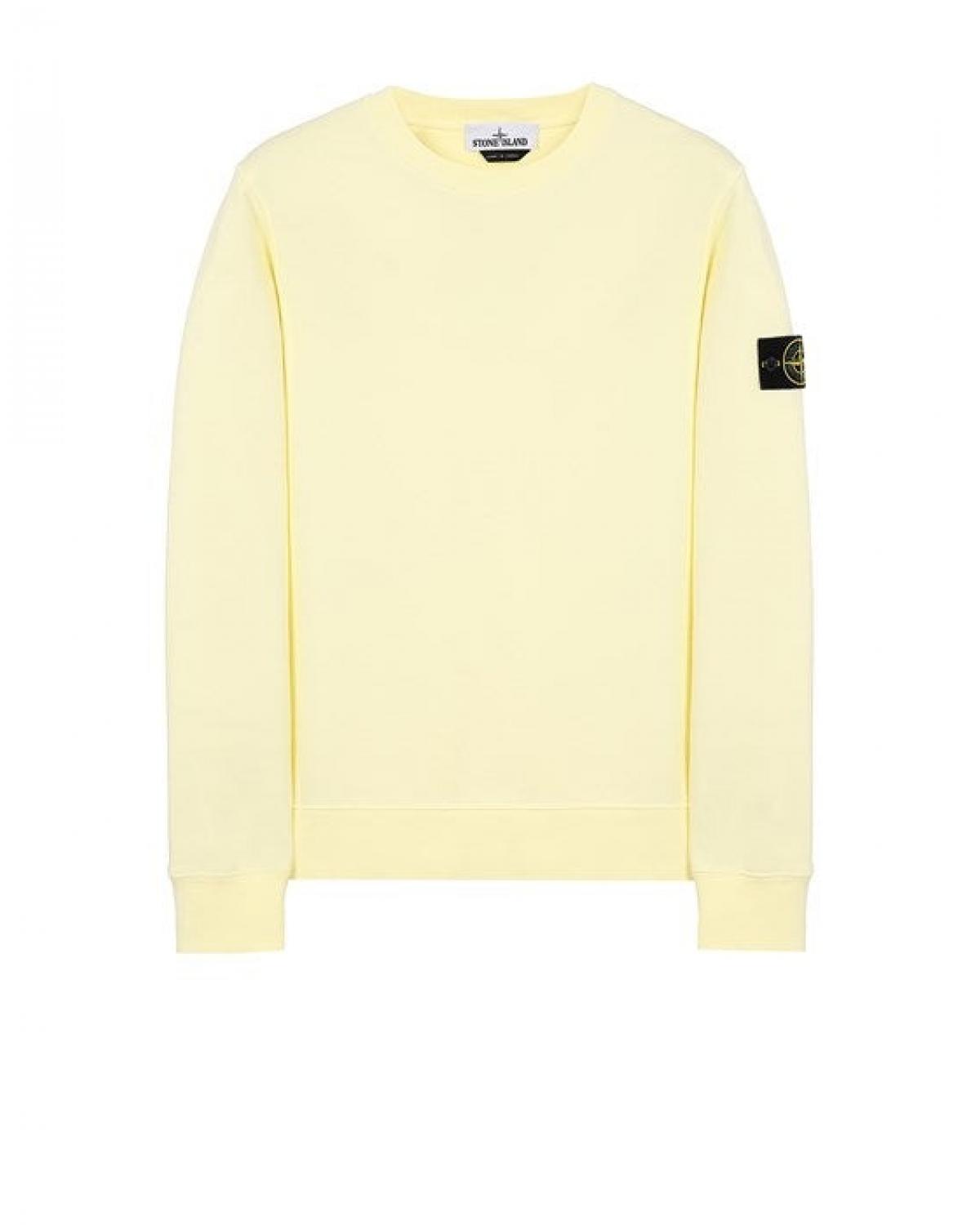 SWEAT STONE ISLAND 6100060 003C PASTEL YELLOW ORGANIC COTTON FLEECE  610051 BLANC 