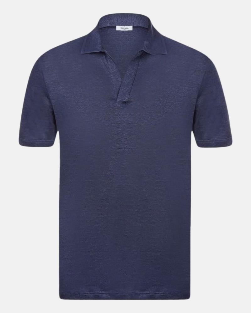 Polo GRAN SASSO Col Ouvert Lin Bleu