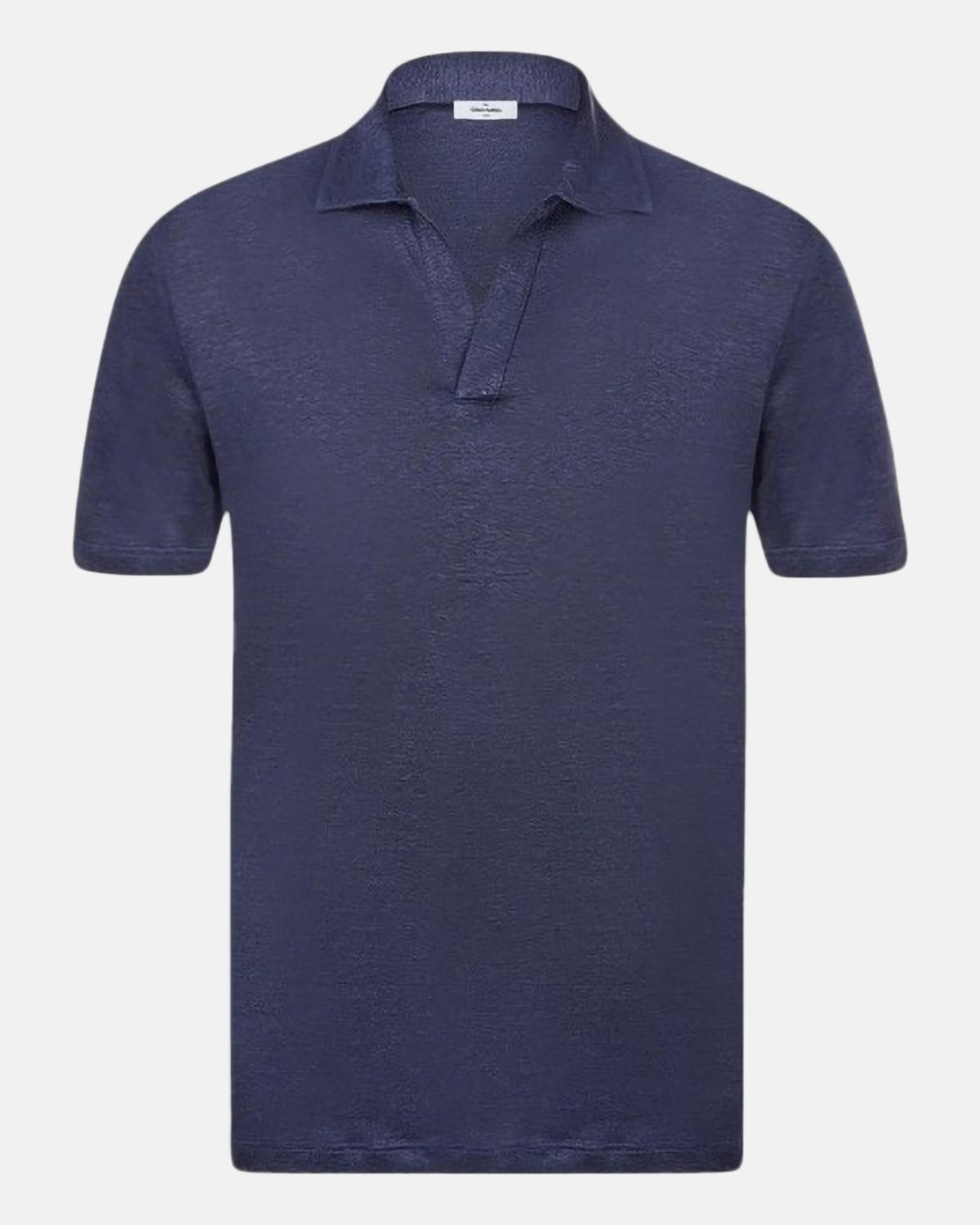 Polo GRAN SASSO Col Ouvert Lin Bleu