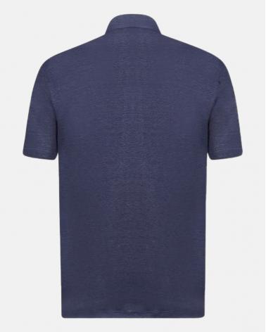 Polo GRAN SASSO Col Ouvert Lin Bleu