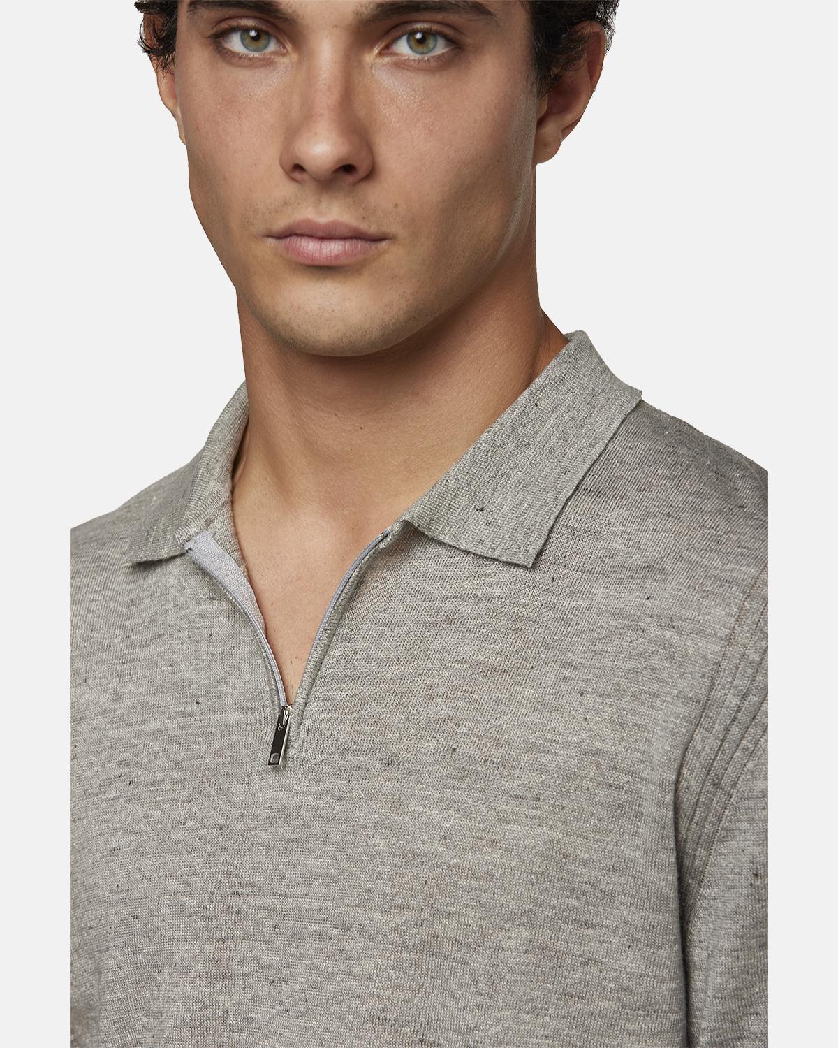 POLO FIESOLI ZIP LIN  COTON GRIS