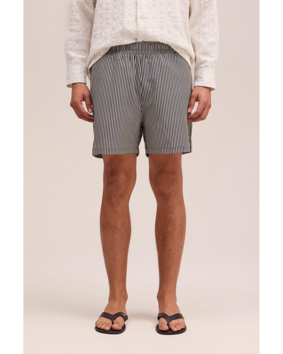 SHORT DE BAIN NN.07 Rayé Marine/Blanc