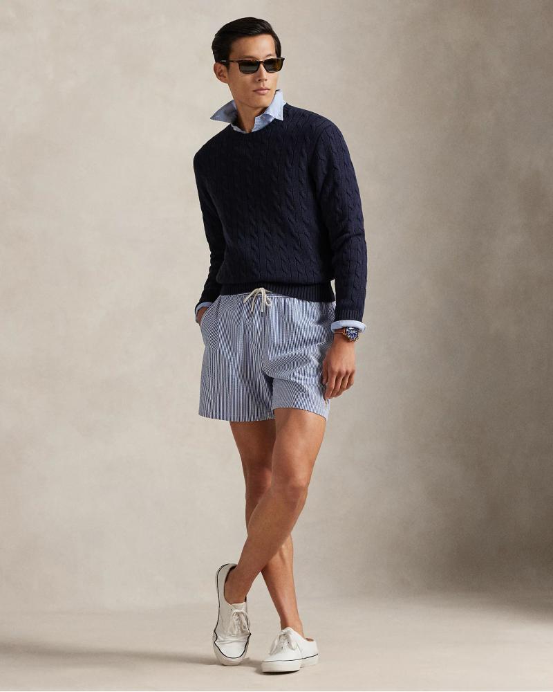 MAILLOT DE BAIN RALPH LAUREN SEERSURKER BLEU